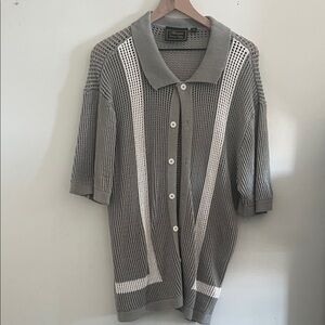 Washed green and white Button Down Casual Shirt